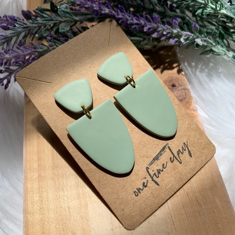 Light Olive Green Clay Dangle Earrings